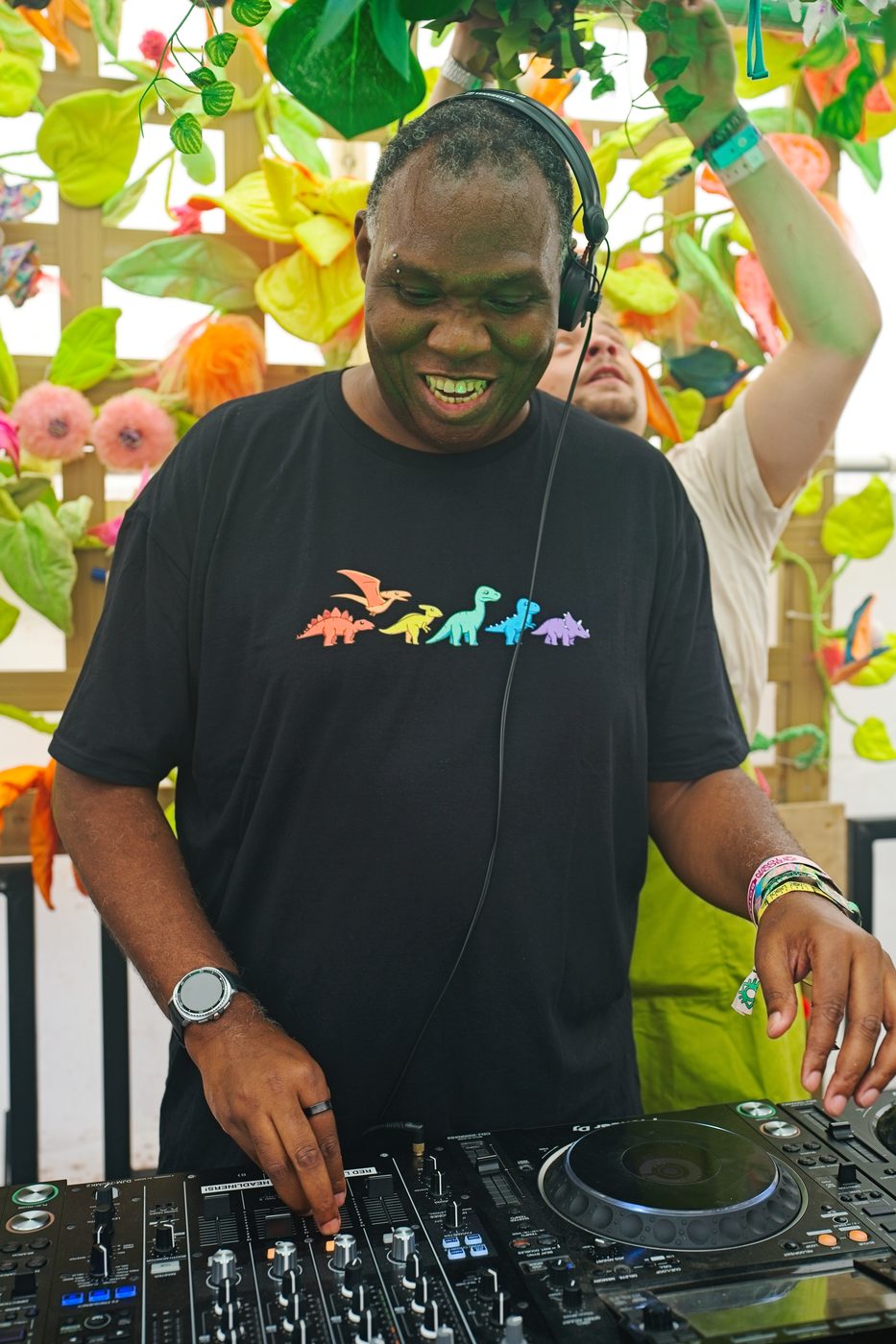 behind the decks at BoomTown Fair