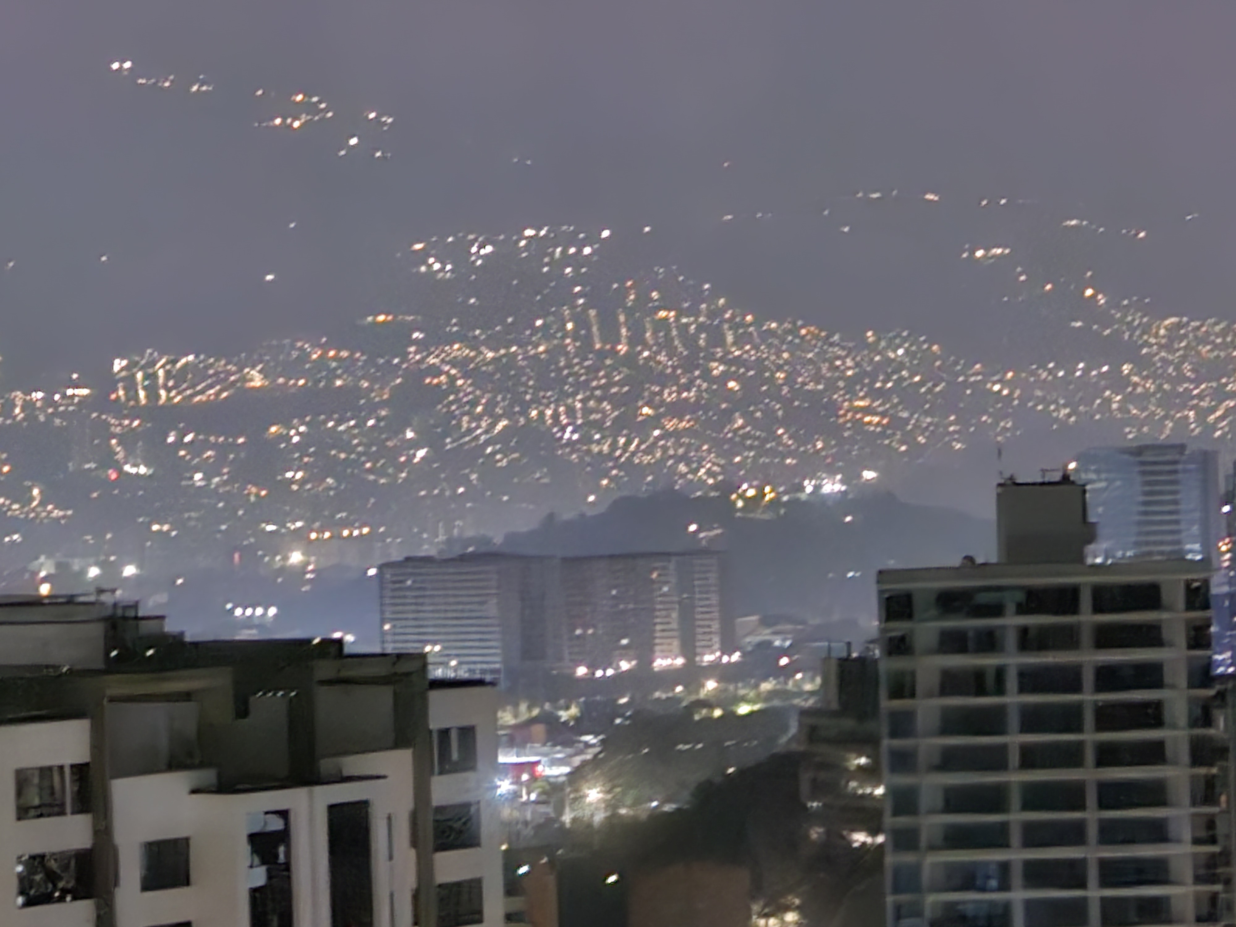 hillside lights at night