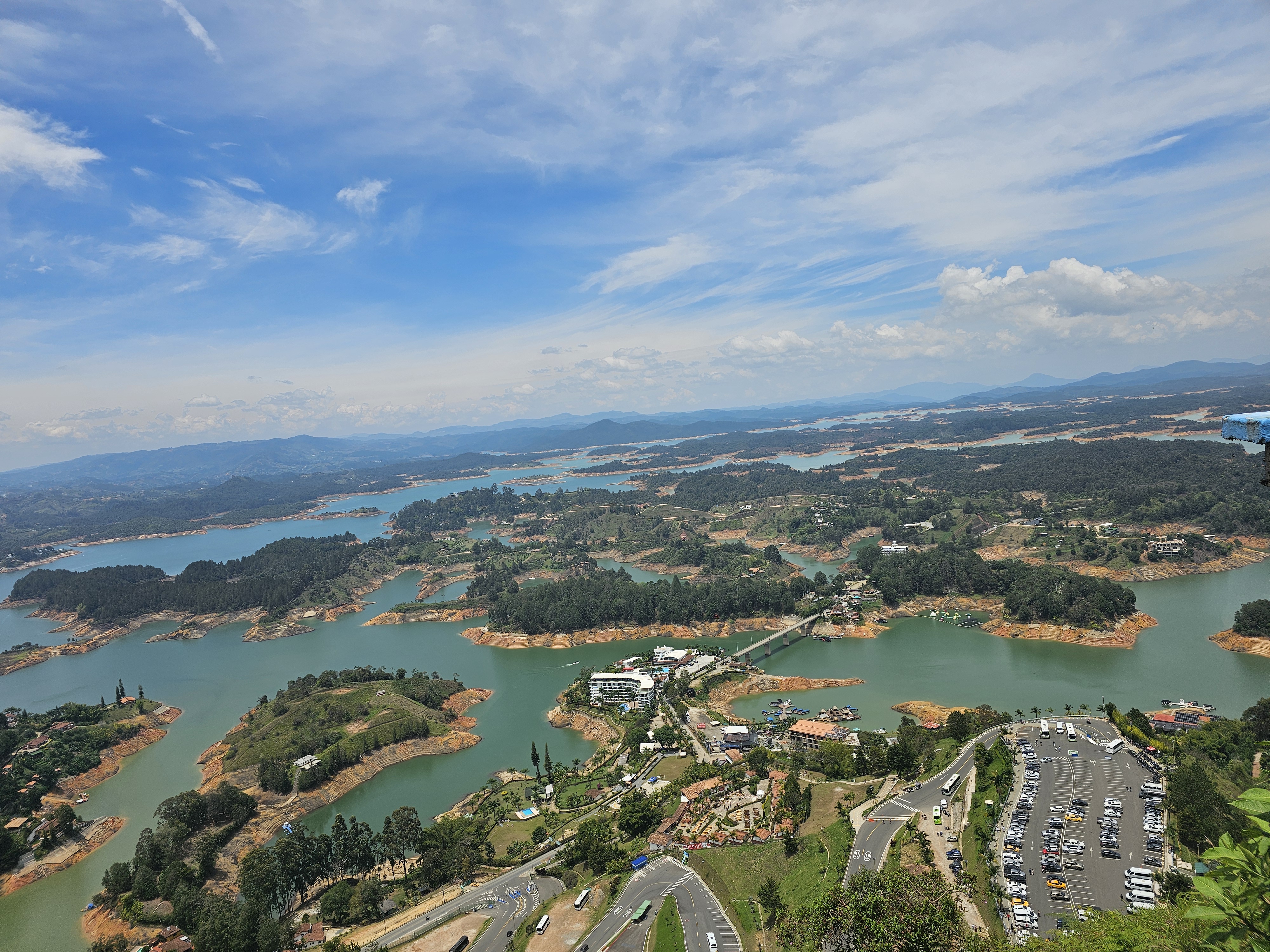 summit panorama, islands and reservoir