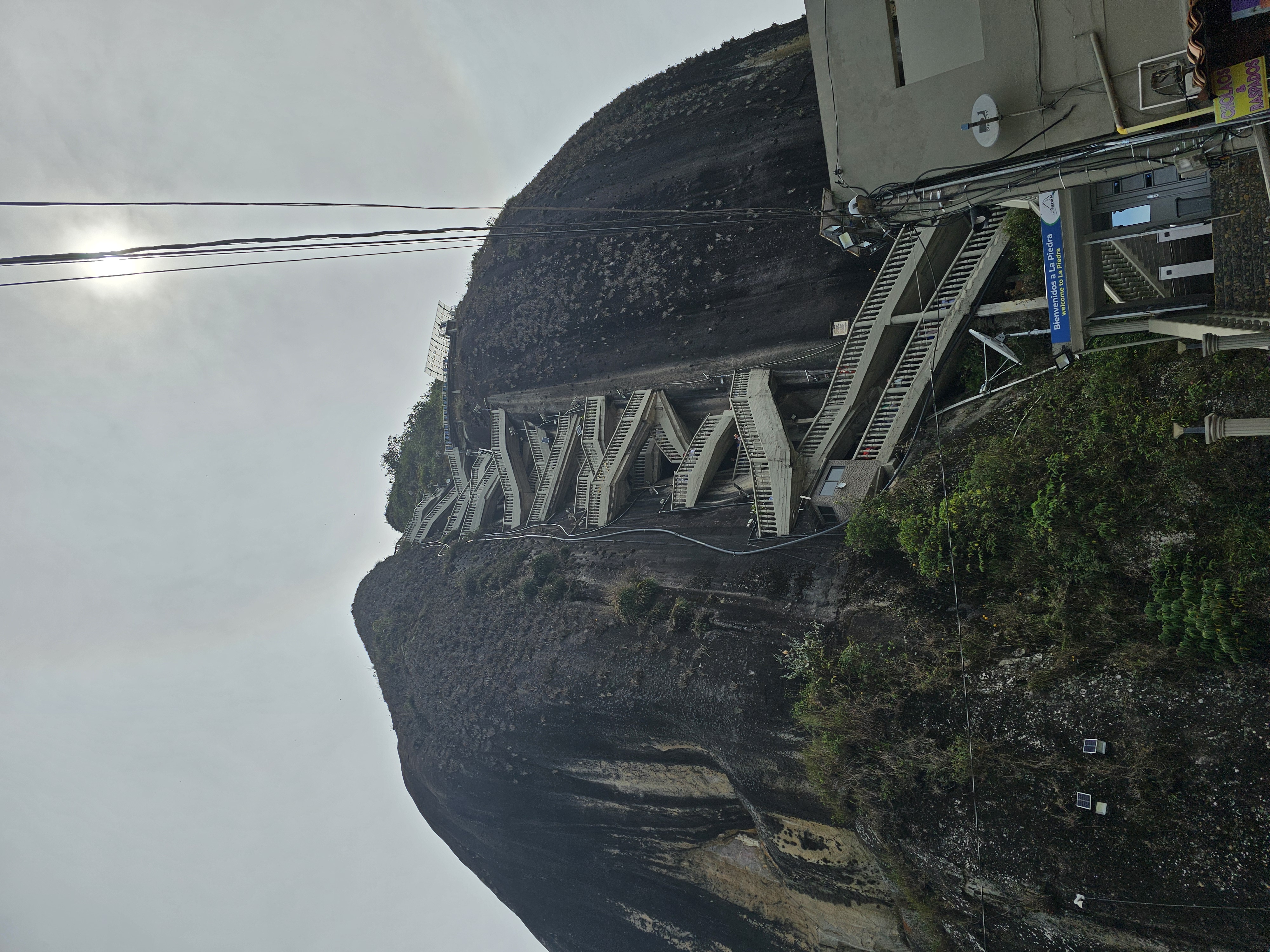 staircase zigzagging up the rock face