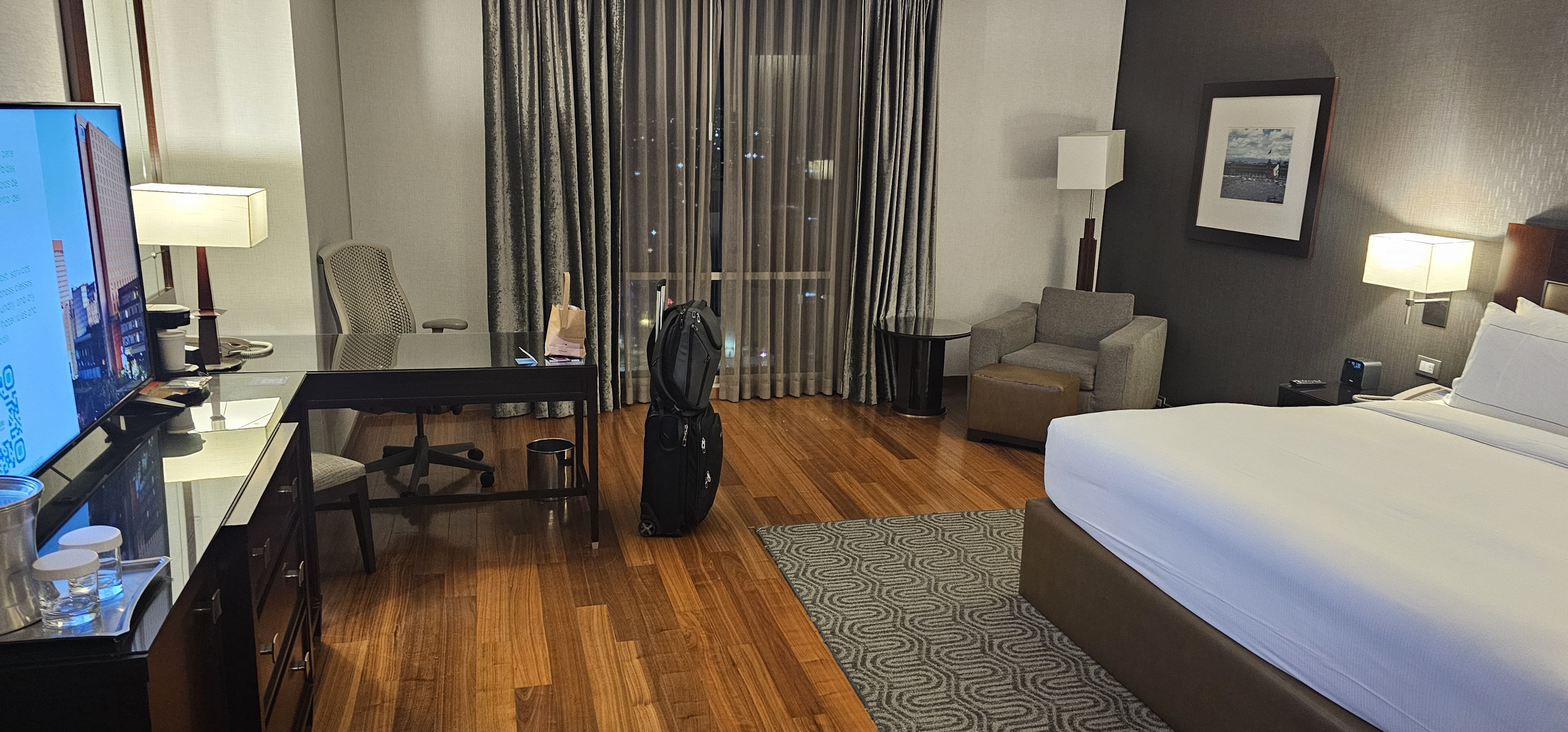 hotel room, Washington DC — one of the few actual beds on the trip