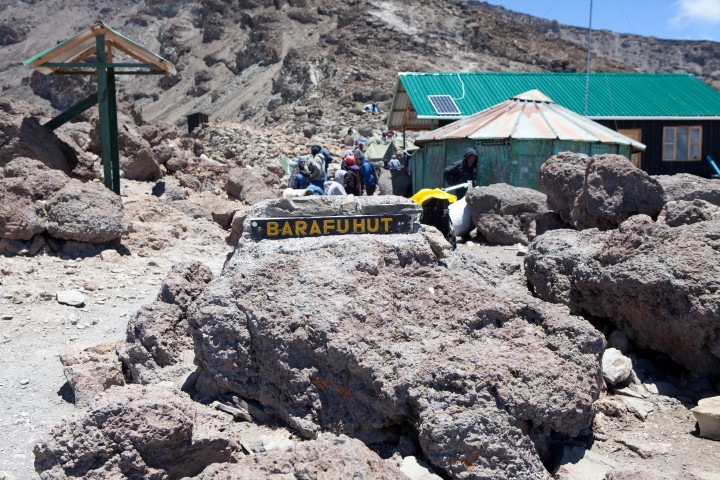 View from Barafu base camp, 4600m — clouds far below