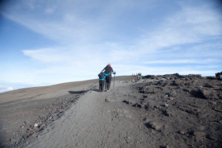 Rodney and Christina at Uhuru Peak together — the summit moment
