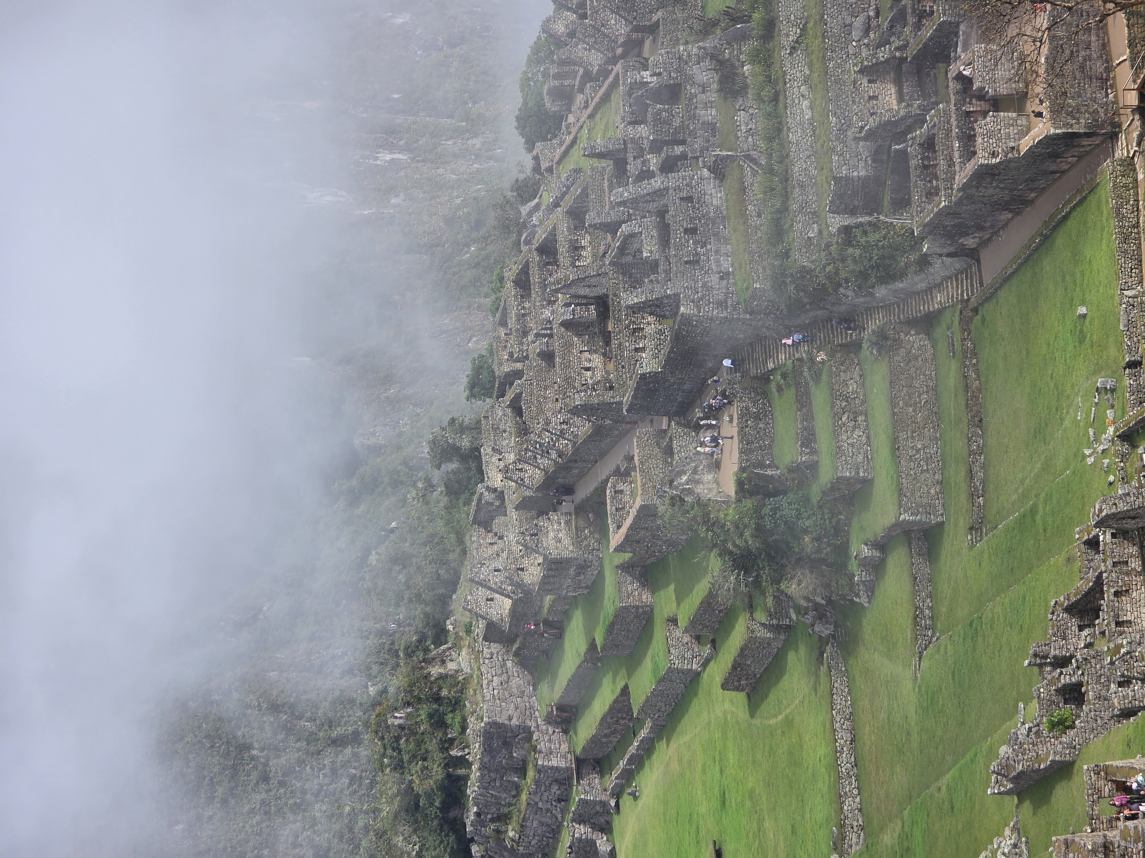 citadel architecture in mist, elevated view
