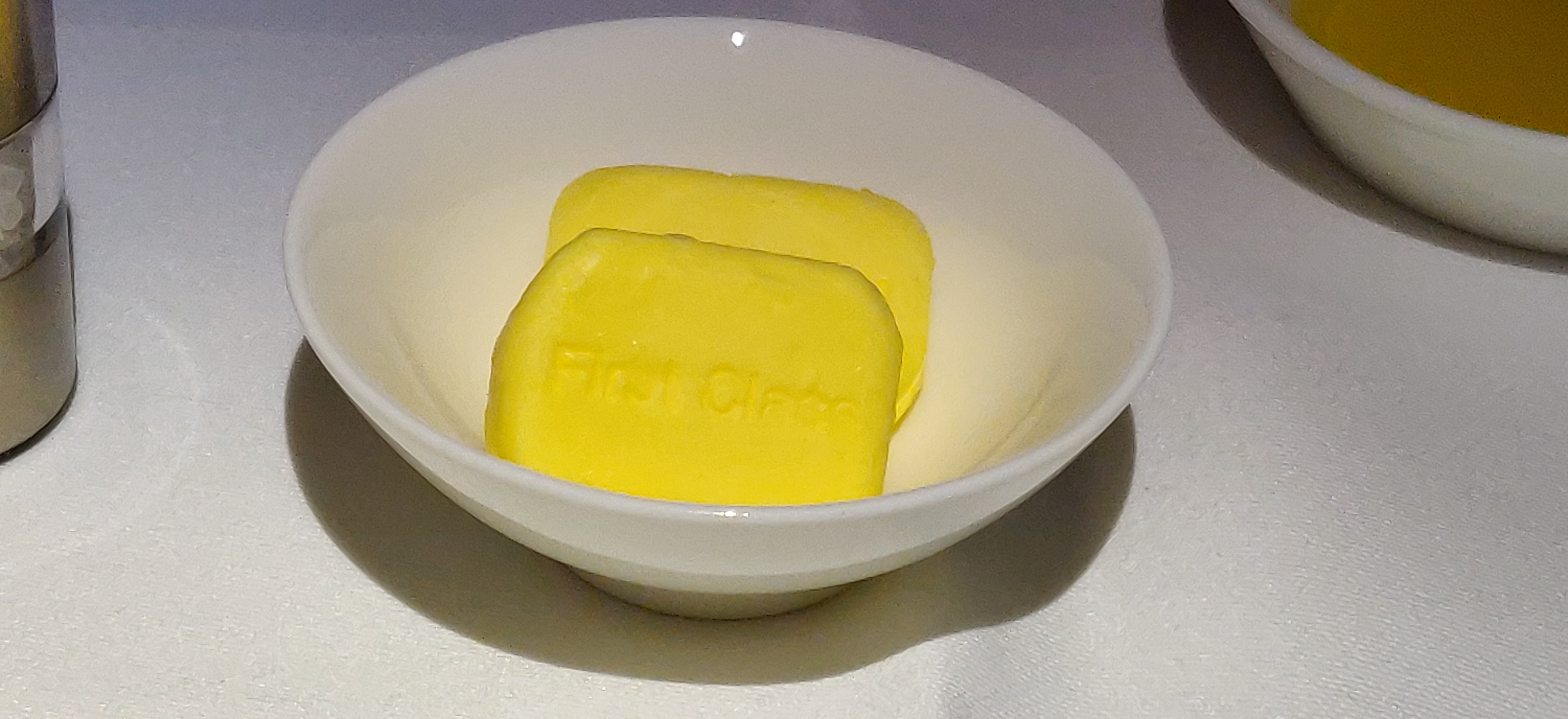 Lufthansa First Class cabin, Japan outbound — New Year's Day